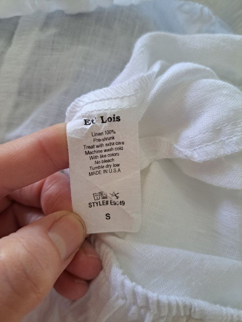 Et' Lois White Linen Drawstring Pants Ruched Hem Elastic Pull On Waistband S - Picture 7 of 11